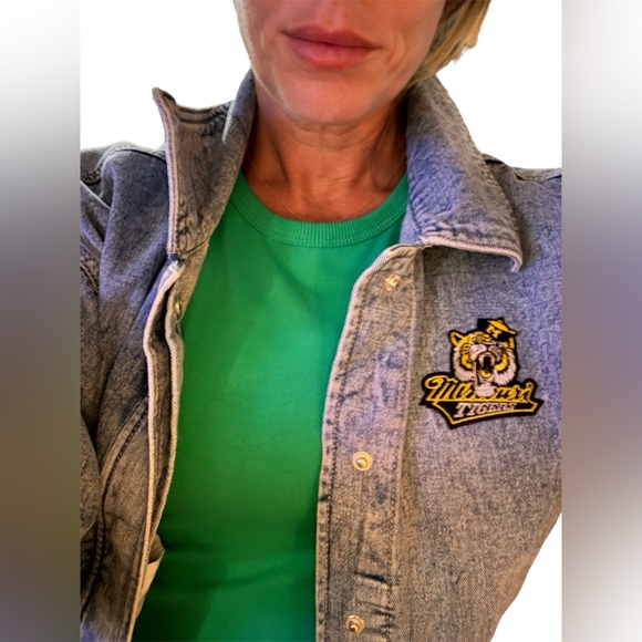 Custom made game day bomber denim jacket! Go Tigers! Mizzou - Picture 2 of 3